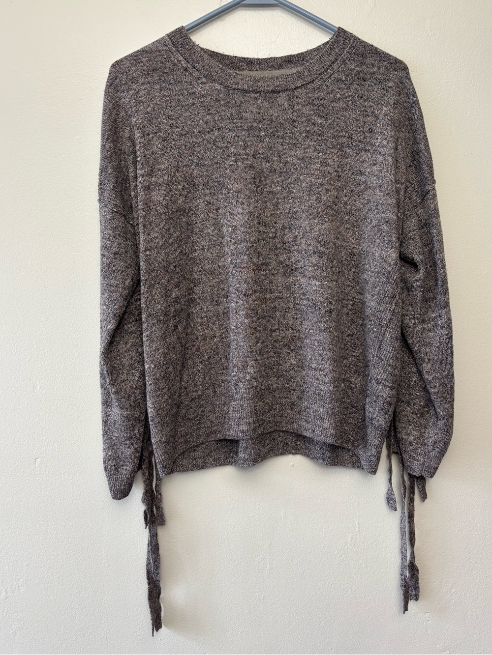 Brochu Walker 100% Linen Tie Sleeve Sweater Size M Marled Knit